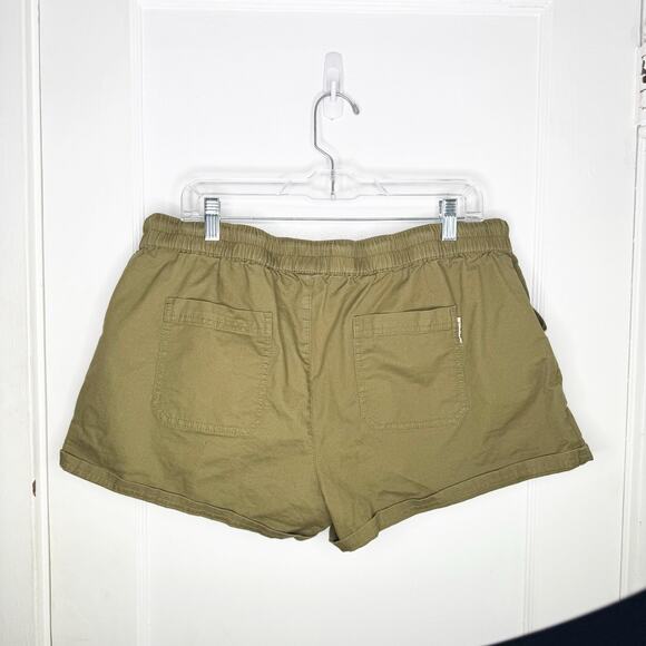 PACT Green Woven Twill Pull On Shorts Organic Cotton Drawstring Rolled Hem XL - Picture 10 of 14